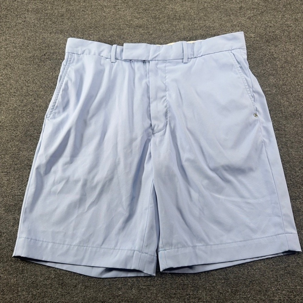 RLX Ralph Lauren Mens Light Blue Performance Golf Shorts Size 32 Flat Front